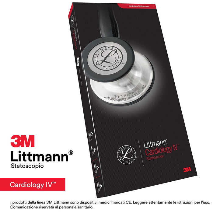 3M Littmann Cardiology IV Diagnostic Stethoscope, Black, 27" Tube - 6152-Single - LL Medico