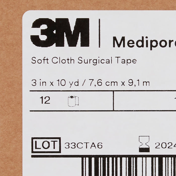 3M Medipore H Cloth Medical Tape, 3 Inch x 10 Yard, White