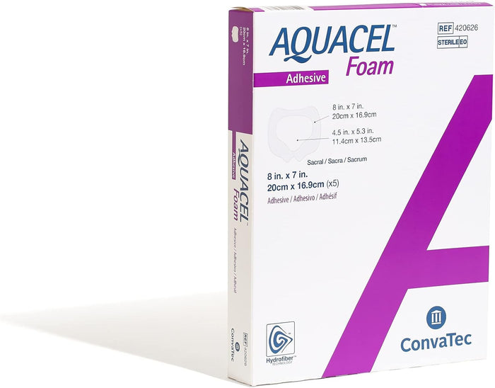 ConvaTec Aquacel Silicone Adhesive with Border Silicone Foam Dressing, 7 x 8 Inch