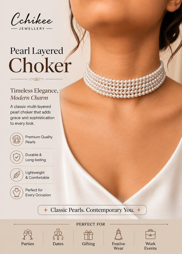 Elegant Multi-Layer Pearl Necklace Set with Matching Earrings