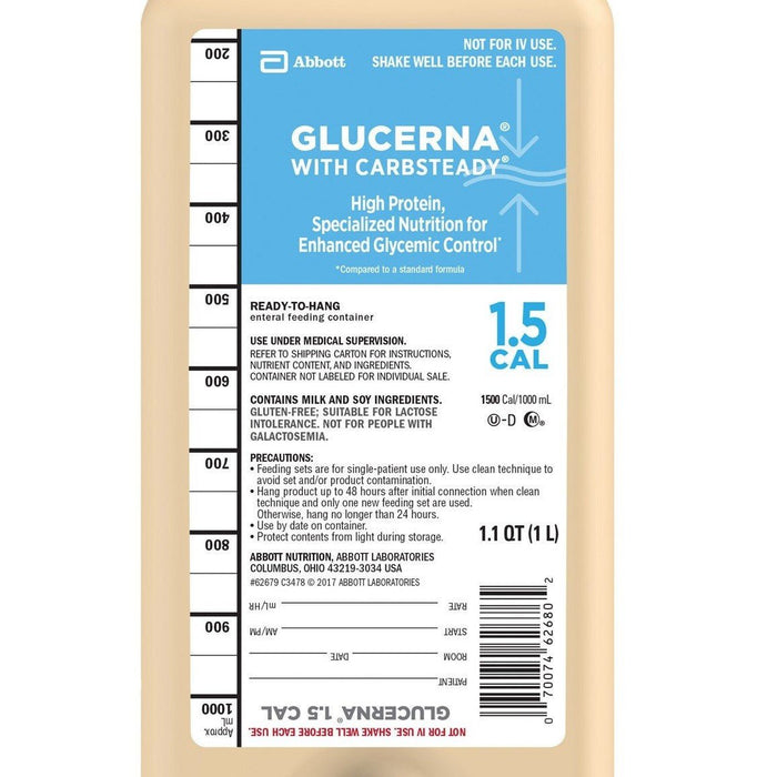 Glucerna 1.5 Cal Tube Feeding Formula, Unflavored, 33.8 oz - 62679-Single - LL Medico