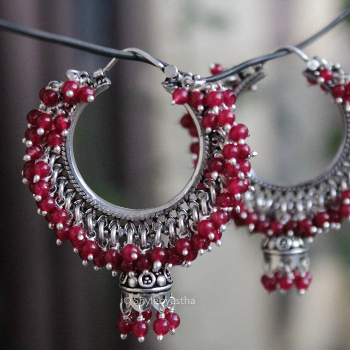 Jhumri Ruby Hanging Chandbalis