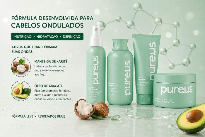 Kit Completo Cachos e Ondulados Pure Us 4 itens - 100ml