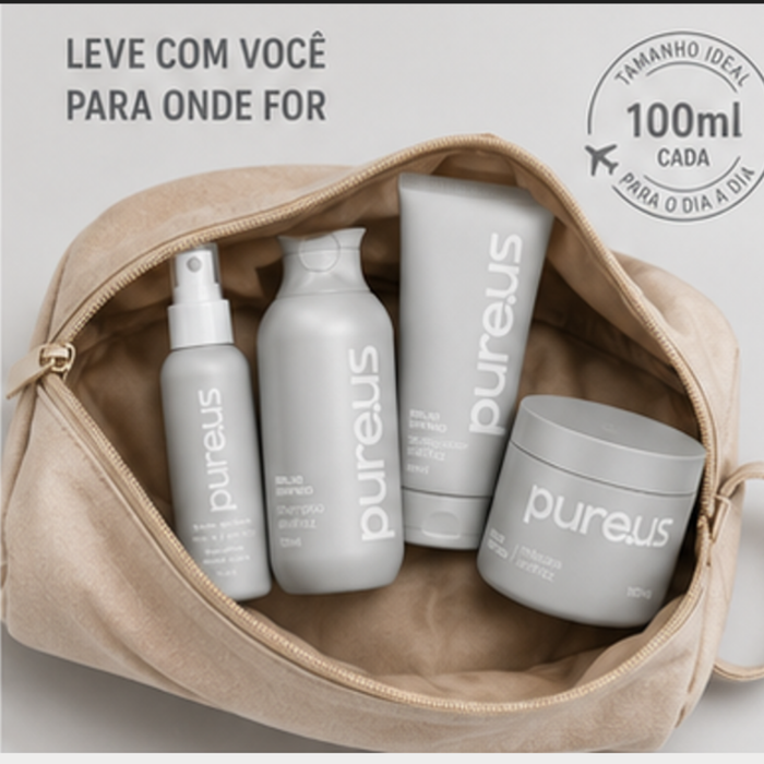 Kit Completo Capilar Brilho Extremo Anti Frizz Pure Us – 4 Itens