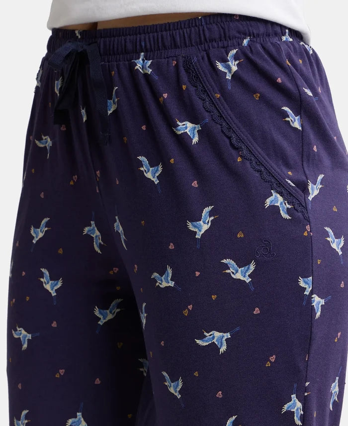 Micro Modal Cotton Relaxed Fit Printed Pyjama with Side Pockets - Classic Navy Assorted Prints-6