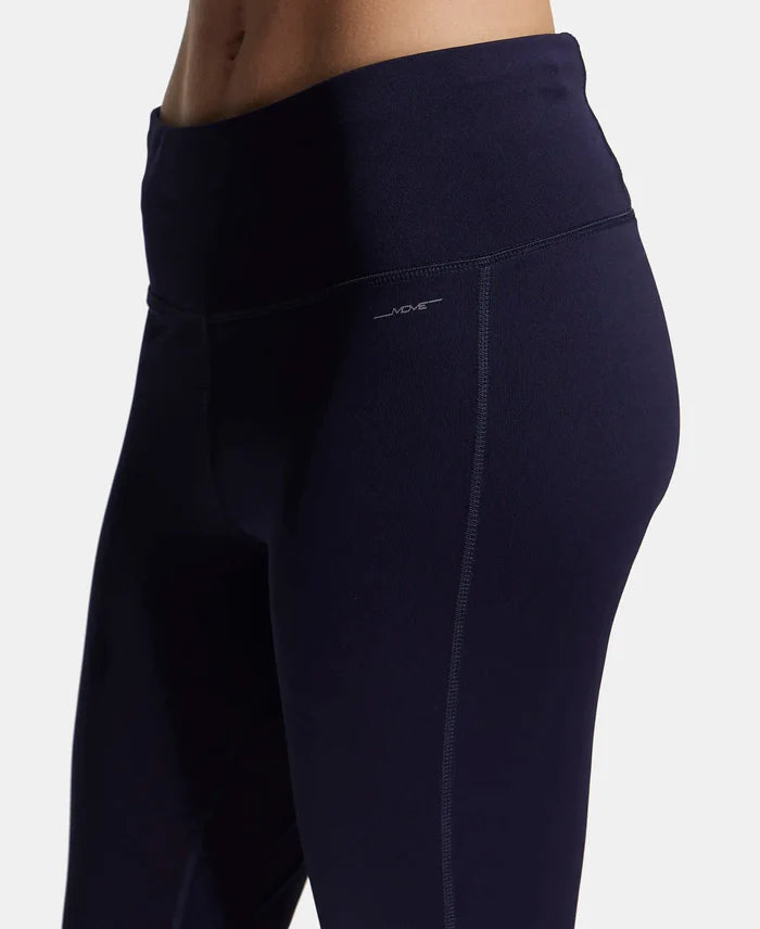 Microfiber Elastane Performance 7/8th Leggings with Broadwaistband & Back Pocket - Peacoat-7