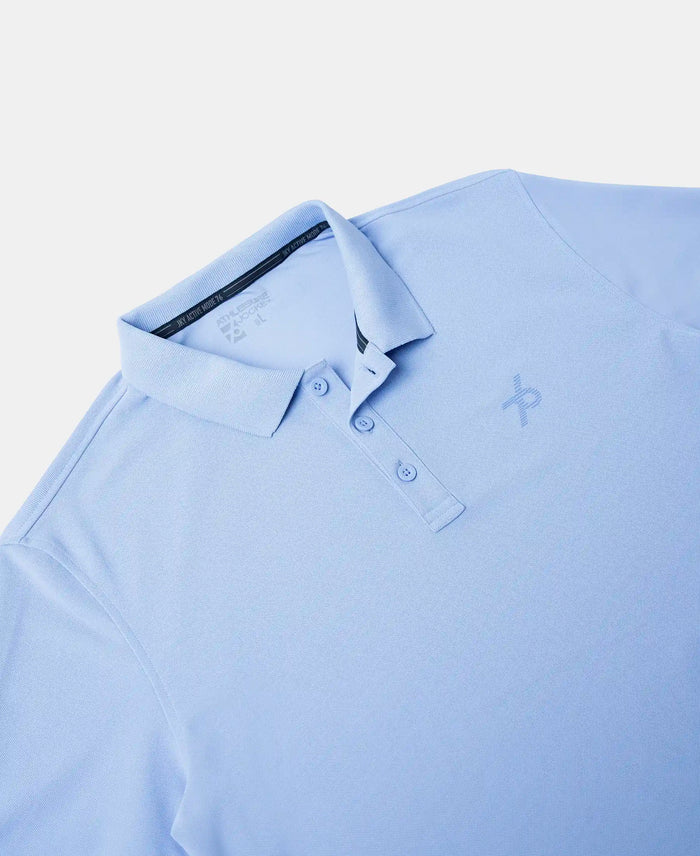 Microfiber Fabric Solid Half Sleeve Polo T-Shirt with StayDry & StayFresh Technology - Lt Blue