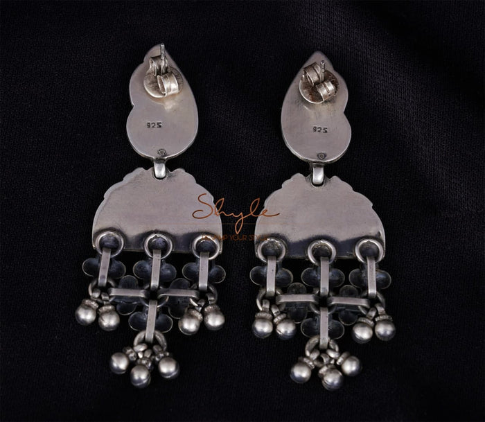 Mizoya Intricate Peacock Jali Earrings back