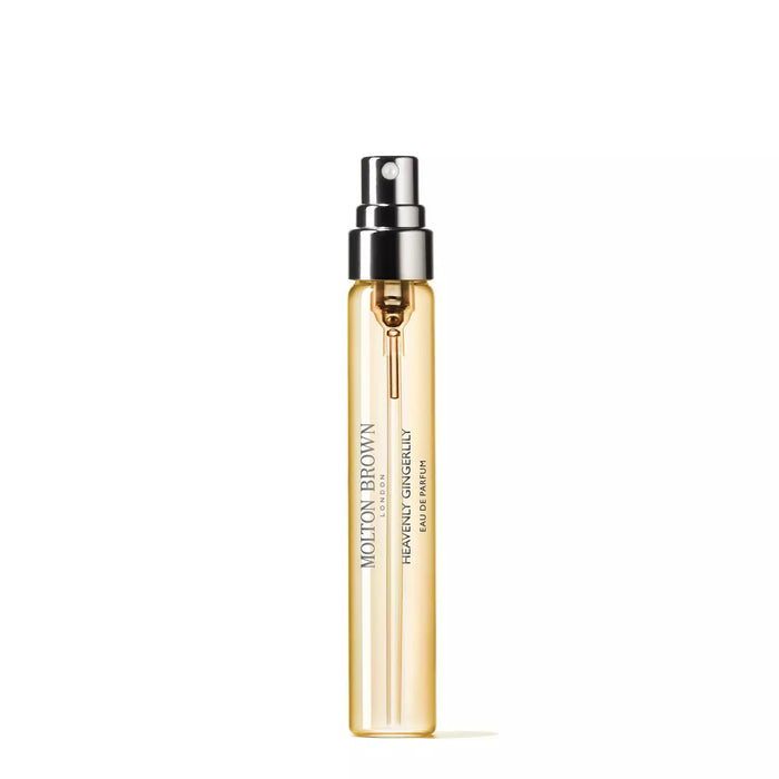 A rectangular, textured brown box of MOLTON BROWN GINGERLILY Eau de Toilette features the brand name and product details in white—ideal for fans of this floral fragrance's exotic scent.