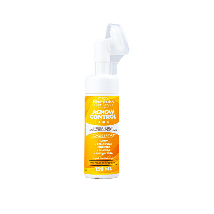Mousse Micelar Espuma de Limpeza Facial Acnow Control 150ml Rhenuks Cosméticos