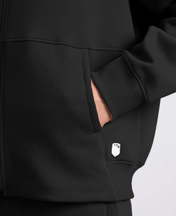 Oversized Super Combed Cotton Rich Fleece Jacket with StayWarm Technology - Black