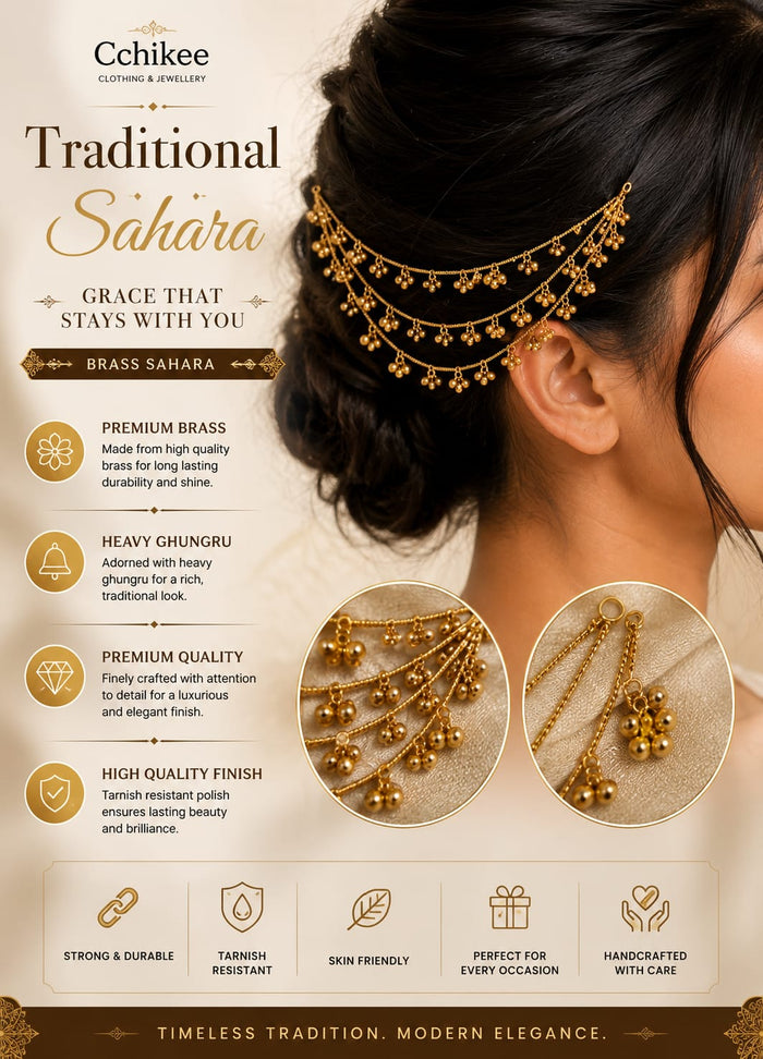 Premium Brass Heavy Sahara Hair Chain – Traditional Bridal Jewellery