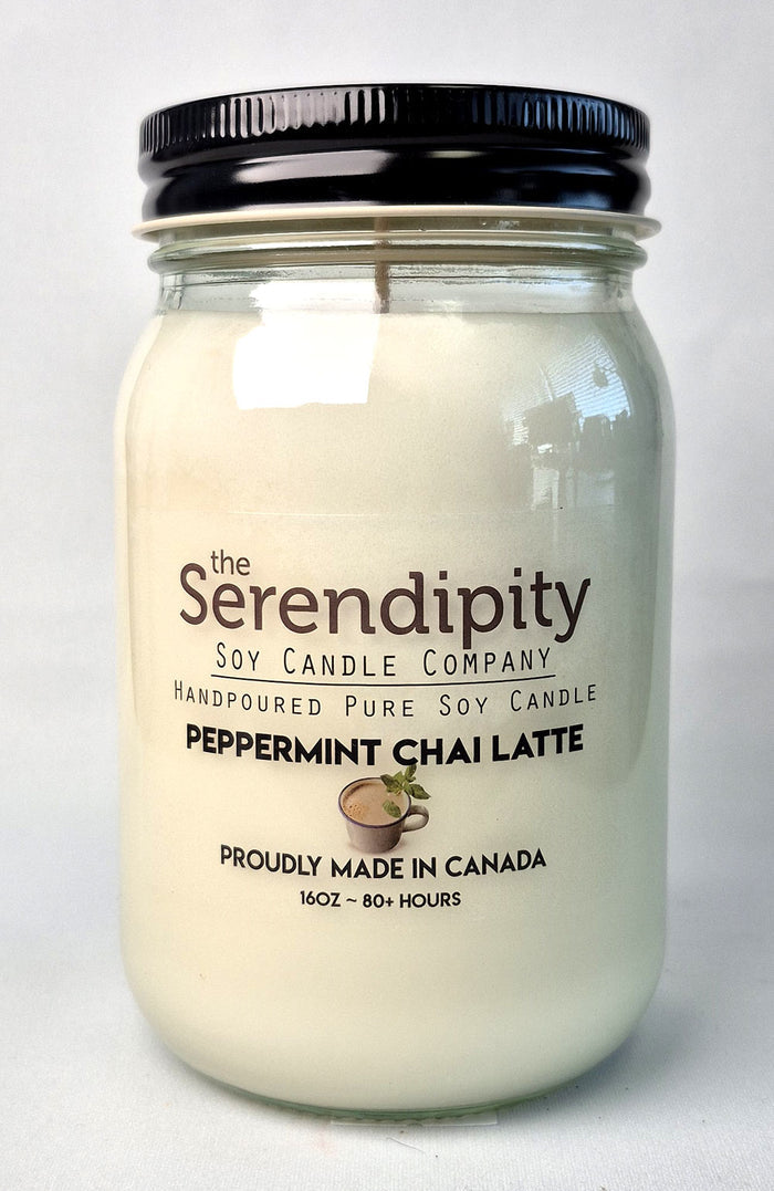 Serendipity Soy Wax Candle - Peppermint Chai Tea Latte