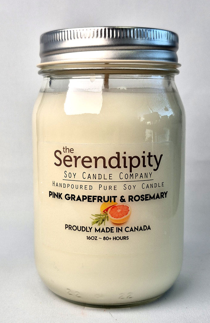 Serendipity Soy Wax Candle - Pink Grapefruit & Rosemary