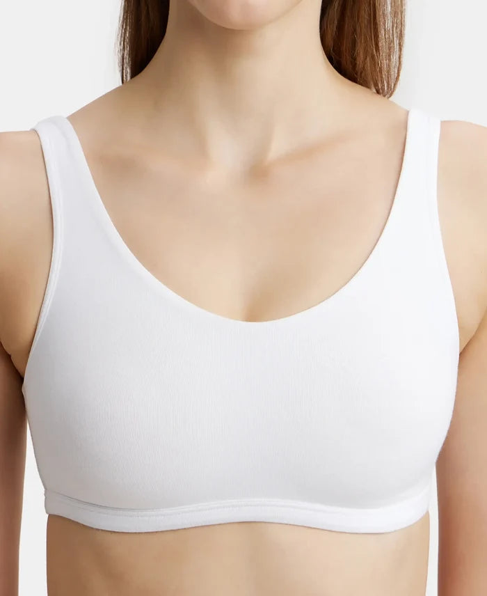 Super Combed Cotton Elastane Slip On Crop Top With StayFresh Treatment - White-6