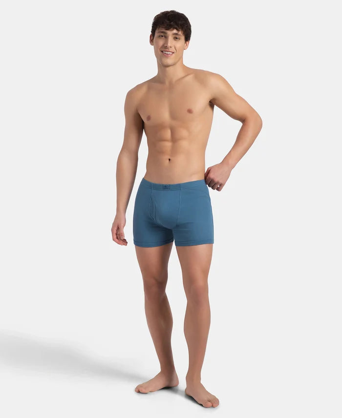 Super Combed Cotton Rib Solid Boxer Brief with Ultrasoft and Durable Waistband - Stellar (Pack of 2)