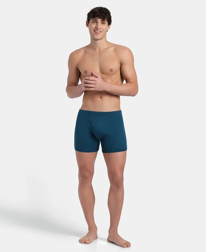 Super Combed Cotton Rib Solid Boxer Brief with Ultrasoft and Durable Waistband - Seaport Teal (Pack of 2)