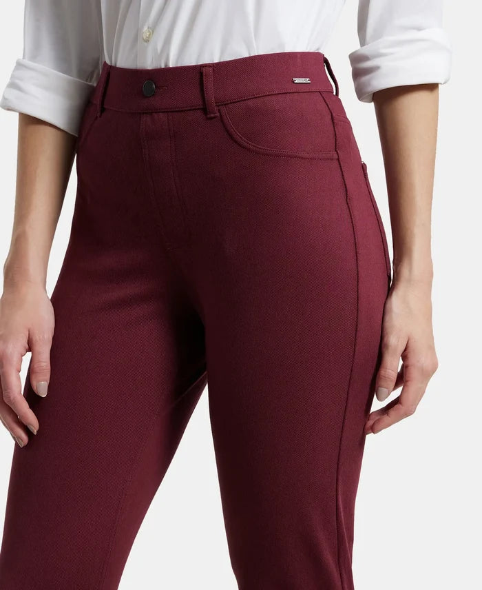 Super Combed Cotton Rich Elastane Slim Fit Jeggings With Pockets - Chocolate Truffle-6