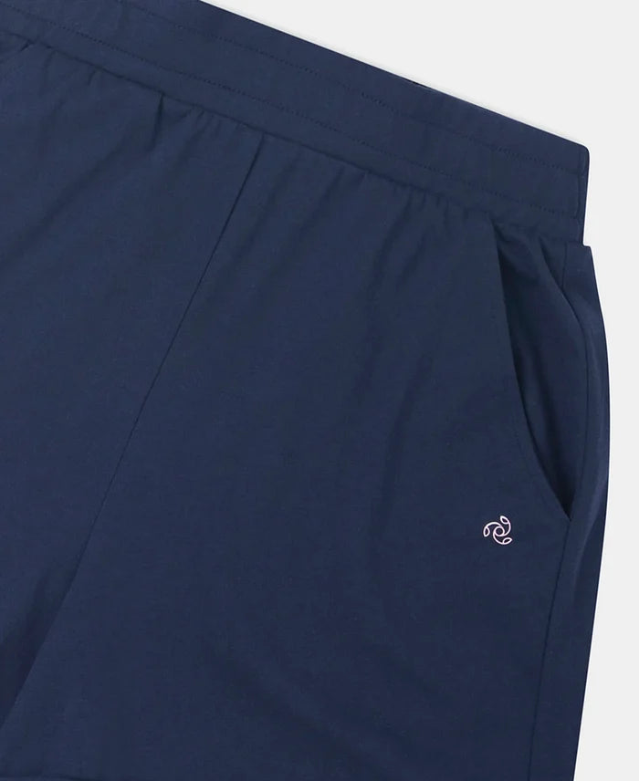 Super Combed Cotton Rich Straight Fit Shorts with Side Pockets - Navy Blazer