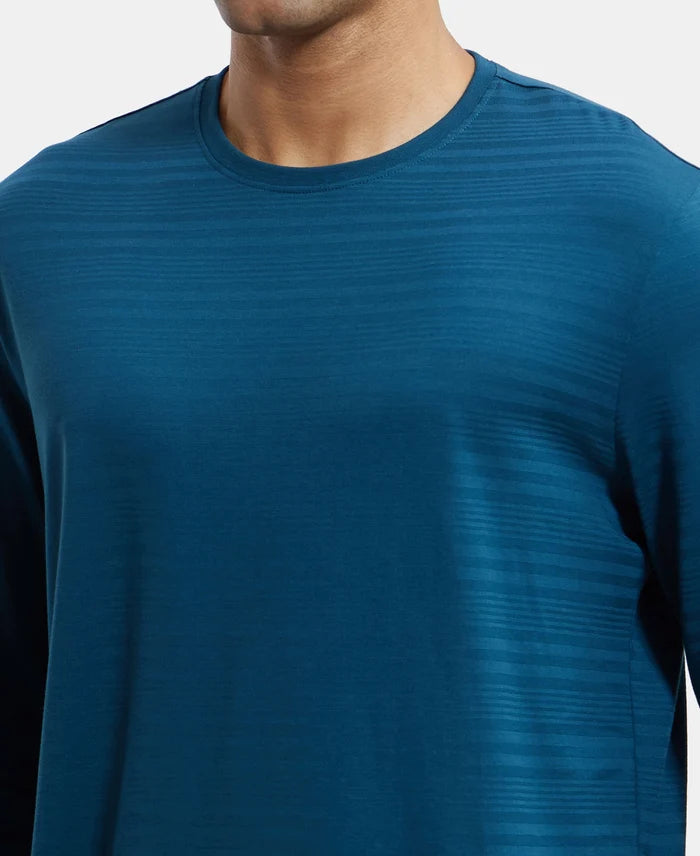 Super Combed Supima Cotton Solid Round Neck Full Sleeve T-Shirt - Reflecting Pond