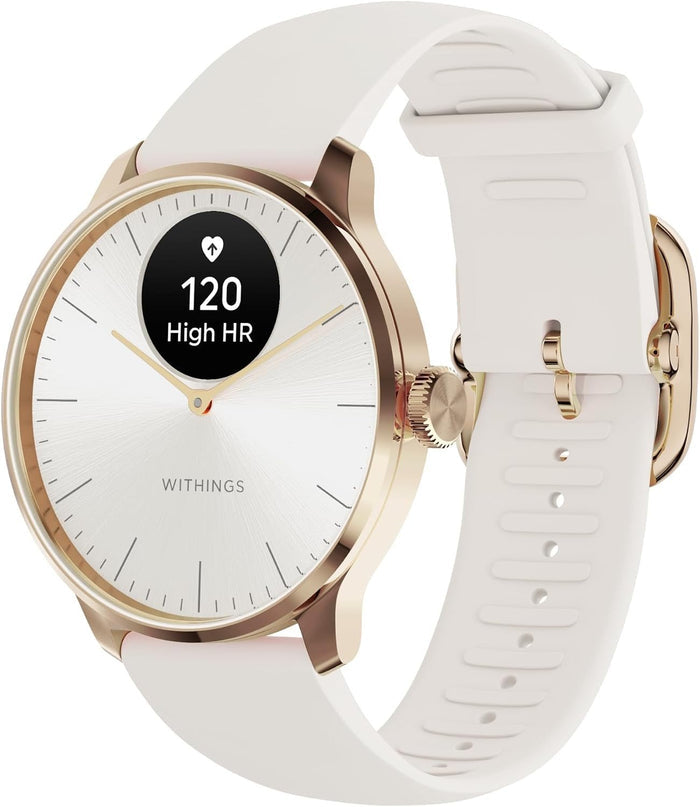Withings ScanWatch Light Hybrid Smartwatch, 37mm, White & Rose Gold - HWA11-MODEL1-ALL-INT-Single - LL Medico