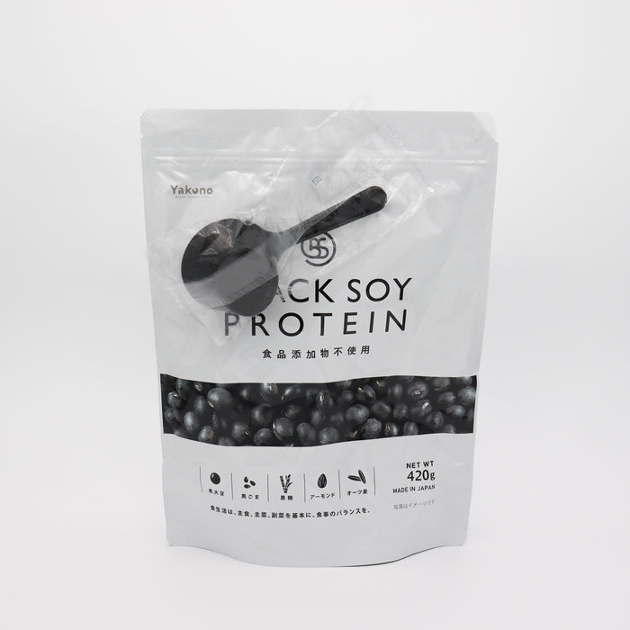 Packaging of black soy protein with a spoon icon on a white background yunomi.life