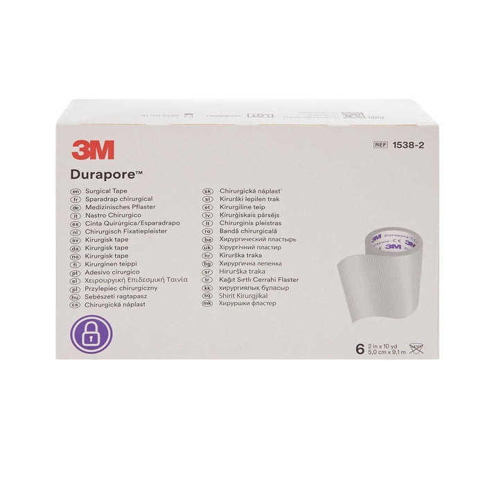 3M Durapore Silk-Like Cloth Medical Tape, 2 Inch x 10 Yard, White