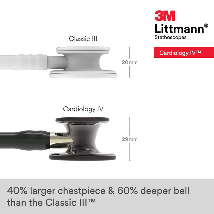 3M Littmann Cardiology IV Diagnostic Stethoscope, Black, 27" Tube - 6152-Single - LL Medico