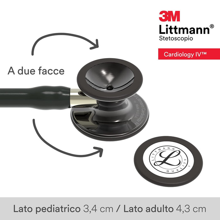 3M Littmann Cardiology IV Diagnostic Stethoscope, Black, 27" Tube - 6152-Single - LL Medico