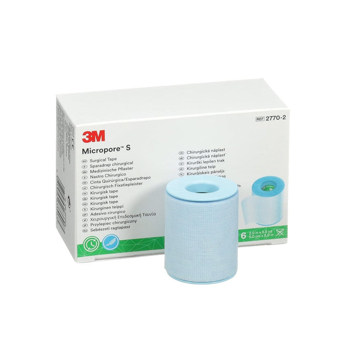 3M Micropore S Silicone Medical Tape, 2 Inch x 5-1/2 Yard, Blue