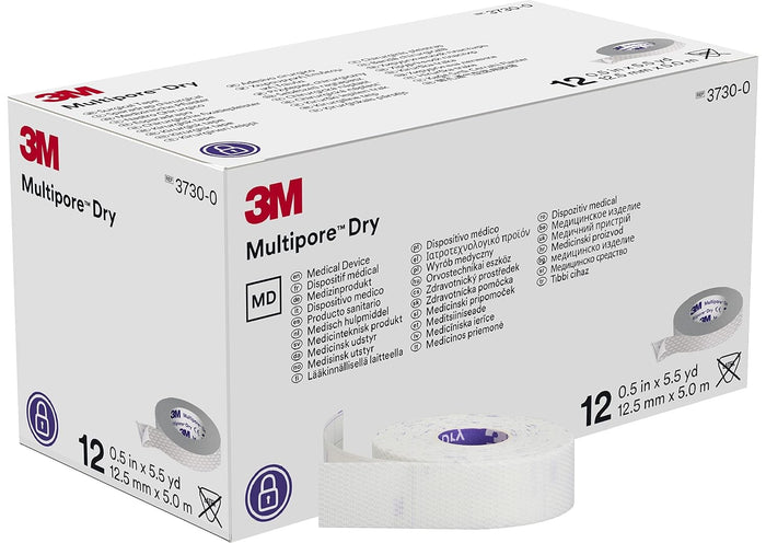 3M Multipore Dry Dressing Retention Tape w/ Liner, 0.5 Inch x 5.5 Yard, White
