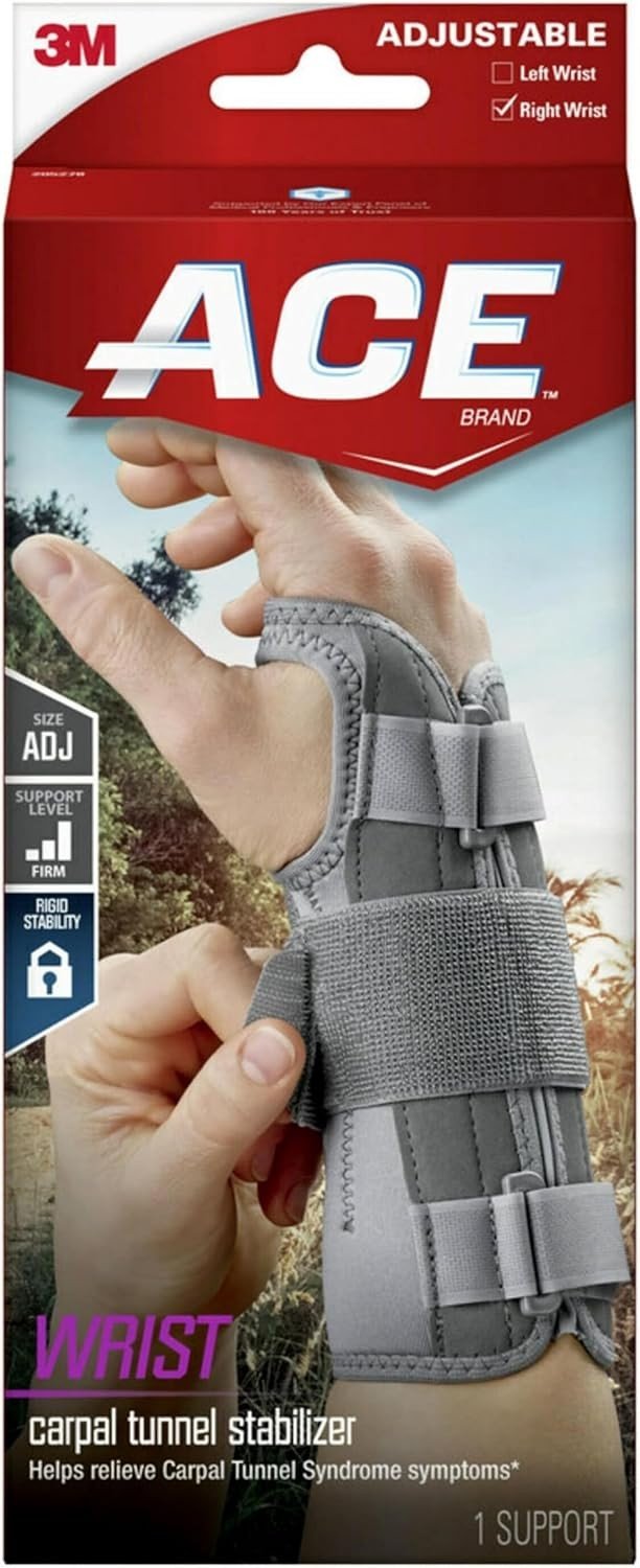 Ace Deluxe Wrist Stabilizer, Right Wrist, Adjustable Size - 205278-Single - LL Medico