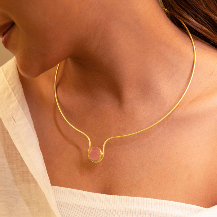Adya Ethereal Blush Curve Hasli Necklace