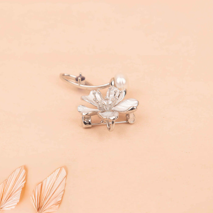 Adya Pearl Blue Blossom Brooch Cum Pendant