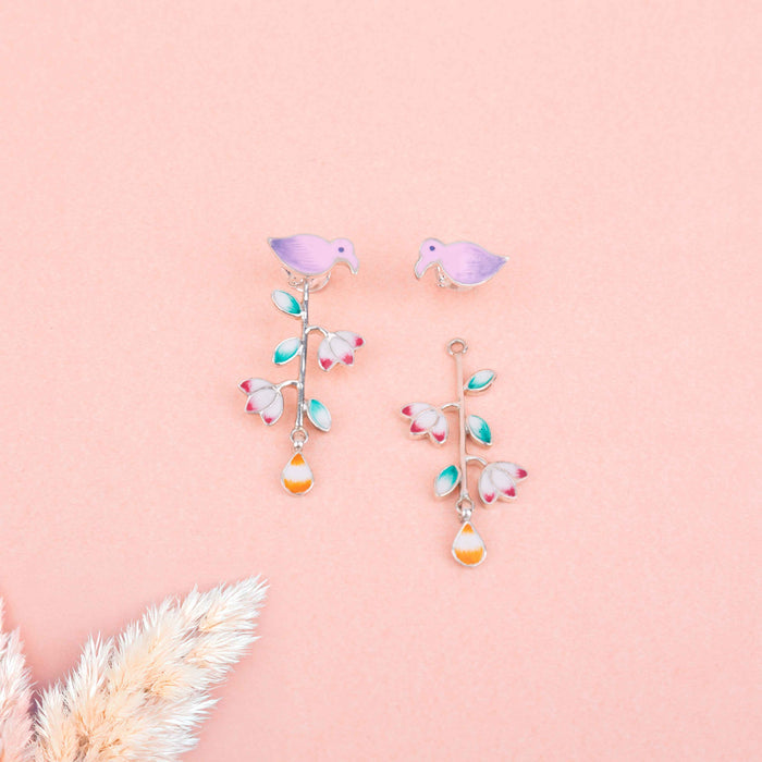 Adya Pihu Enamel Floral Drop Two Way Earrings