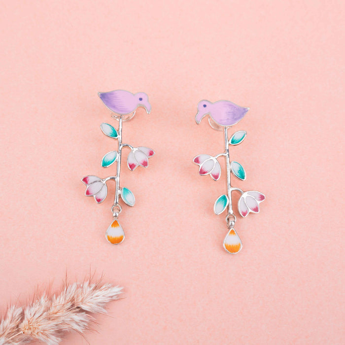 Adya Pihu Enamel Floral Drop Two Way Earrings