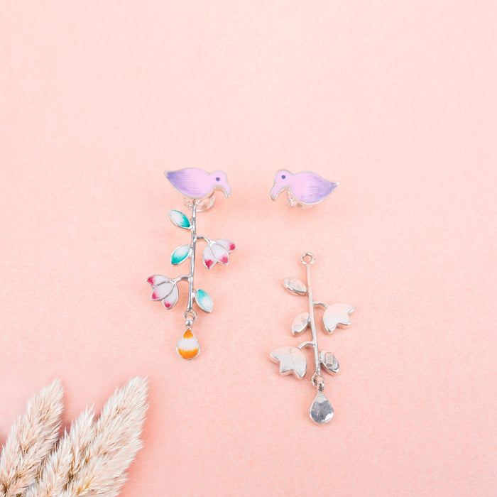 Adya Pihu Enamel Floral Drop Two Way Earrings