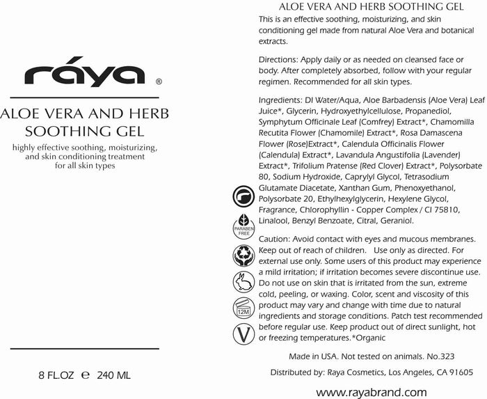 ALOE VERA AND HERBS SOOTHING GEL (323) RAYA SPA - rayaspa
