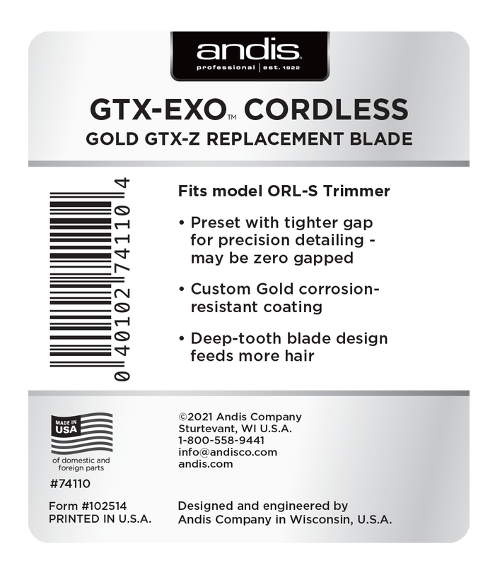 Andis GTX-EXO Cordless Gold GTX-Z Replacement Blade