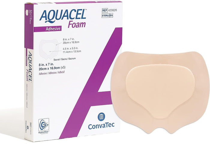 ConvaTec Aquacel Silicone Adhesive with Border Silicone Foam Dressing, 7 x 8 Inch