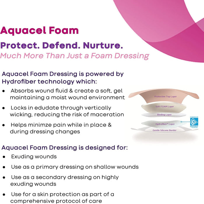 ConvaTec Aquacel Silicone Adhesive with Border Silicone Foam Dressing, 7 x 8 Inch
