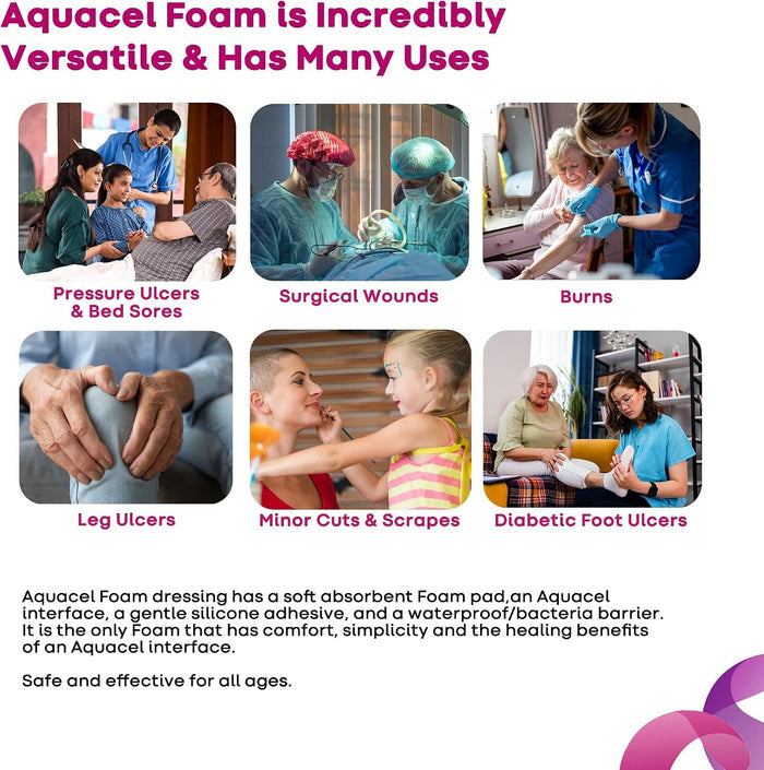 ConvaTec Aquacel Silicone Adhesive with Border Silicone Foam Dressing, 7 x 8 Inch