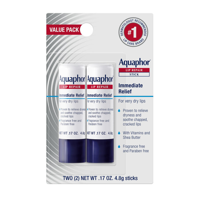 Aquaphor Lip Repair Stick, Immediate Relief, .17 oz, Pack of 2