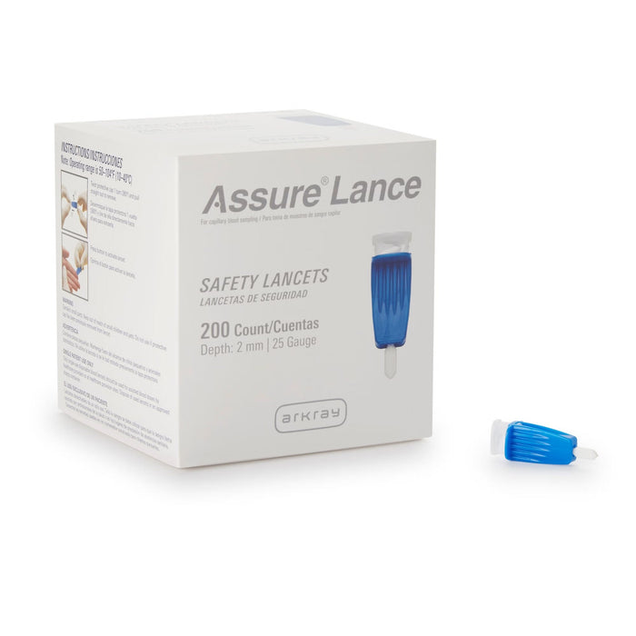 Arkray Assure Safety Lancets, 25 Gauge, 200 Count - 980225-Box - LL Medico