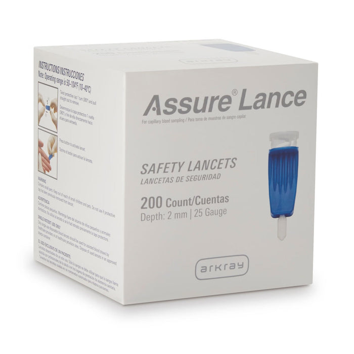 Arkray Assure Safety Lancets, 25 Gauge, 200 Count - 980225-Box - LL Medico
