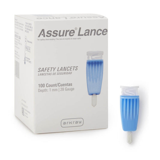 Arkray Assure Safety Lancets, 28 Gauge, 1 mm Depth - 980128-Box - LL Medico