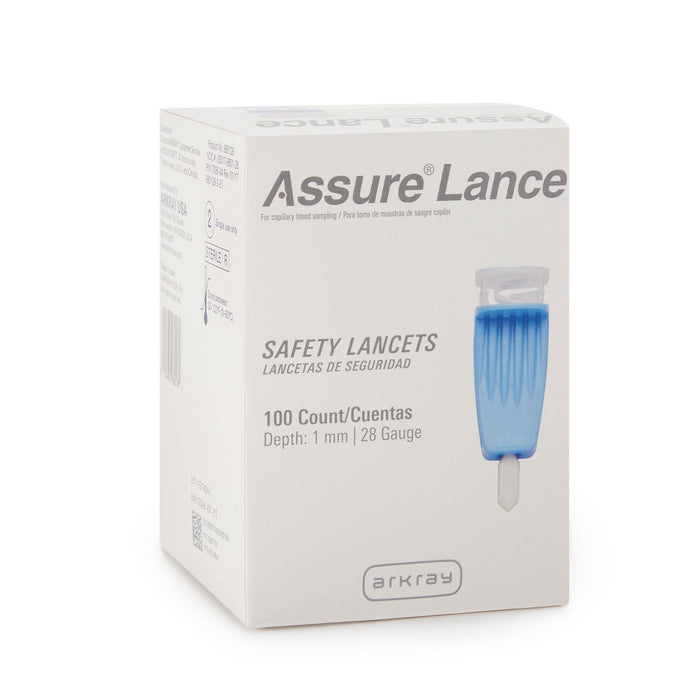 Arkray Assure Safety Lancets, 28 Gauge, 1 mm Depth - 980128-Box - LL Medico