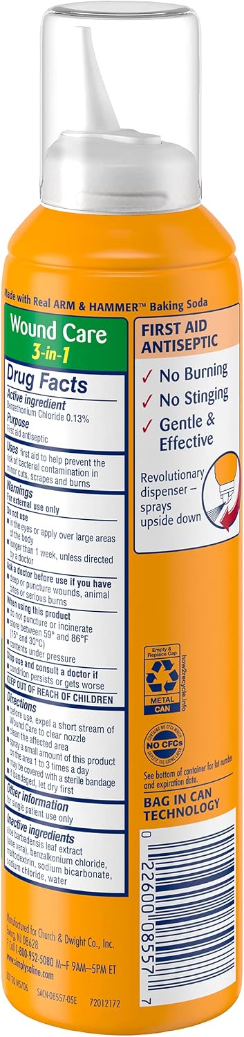 Arm & Hammer Simply Saline Wound Wash Sterile Saline Solution Spray, 7.1 oz