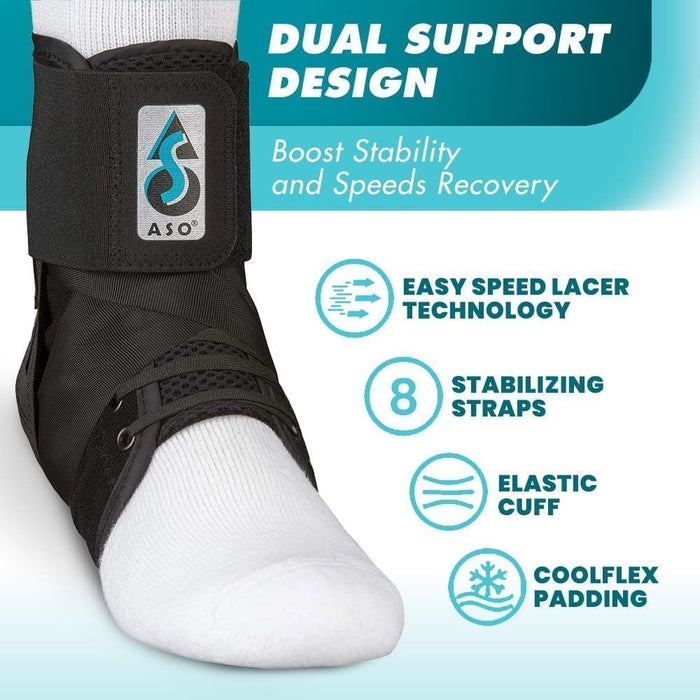 ASO Speed Lacer Ankle Brace with Hook and Loop Strap Closure, Lace Up Front - 223611-Single - LL Medico