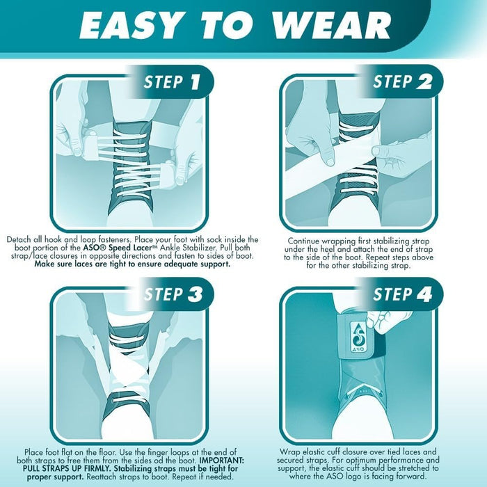 ASO Speed Lacer Ankle Brace with Hook and Loop Strap Closure, Lace Up Front - 223611-Single - LL Medico